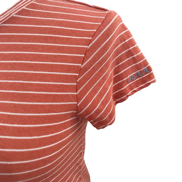 Faherty Didion Coral Stripe T-Shirt - Picture 8 of 11